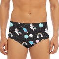 Star Space Unicorn Pattern Print Men's Triangle Swim Briefs