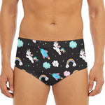Star Space Unicorn Pattern Print Men's Triangle Swim Briefs