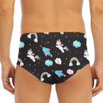 Star Space Unicorn Pattern Print Men's Triangle Swim Briefs
