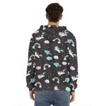 Star Space Unicorn Pattern Print Men's Velvet Pullover Hoodie