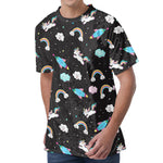 Star Space Unicorn Pattern Print Men's Velvet T-Shirt