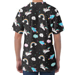Star Space Unicorn Pattern Print Men's Velvet T-Shirt
