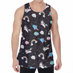 Star Space Unicorn Pattern Print Men's Velvet Tank Top