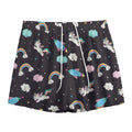 Star Space Unicorn Pattern Print Mesh Shorts