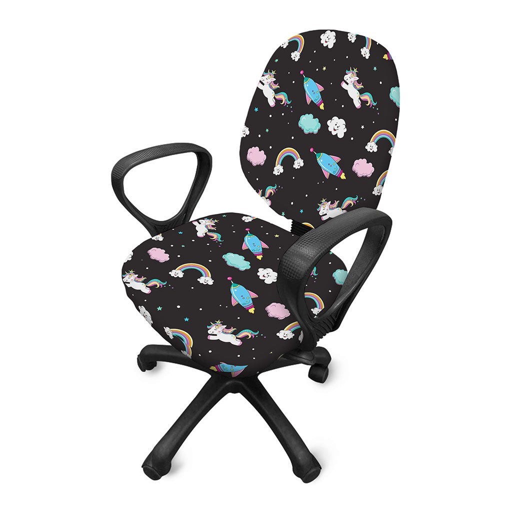 Star Space Unicorn Pattern Print Office Chair Cover