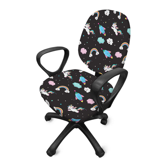Star Space Unicorn Pattern Print Office Chair Cover