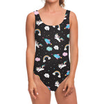 Star Space Unicorn Pattern Print One Piece Swimsuit