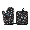 Star Space Unicorn Pattern Print Oven Mitt And Pot Holder Set