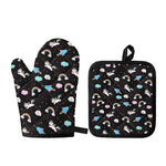 Star Space Unicorn Pattern Print Oven Mitt And Pot Holder Set