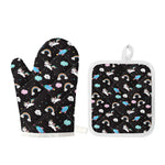 Star Space Unicorn Pattern Print Oven Mitt And Pot Holder Set