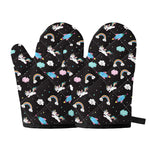 Star Space Unicorn Pattern Print Oven Mitts