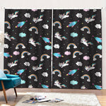 Star Space Unicorn Pattern Print Pencil Pleat Curtains