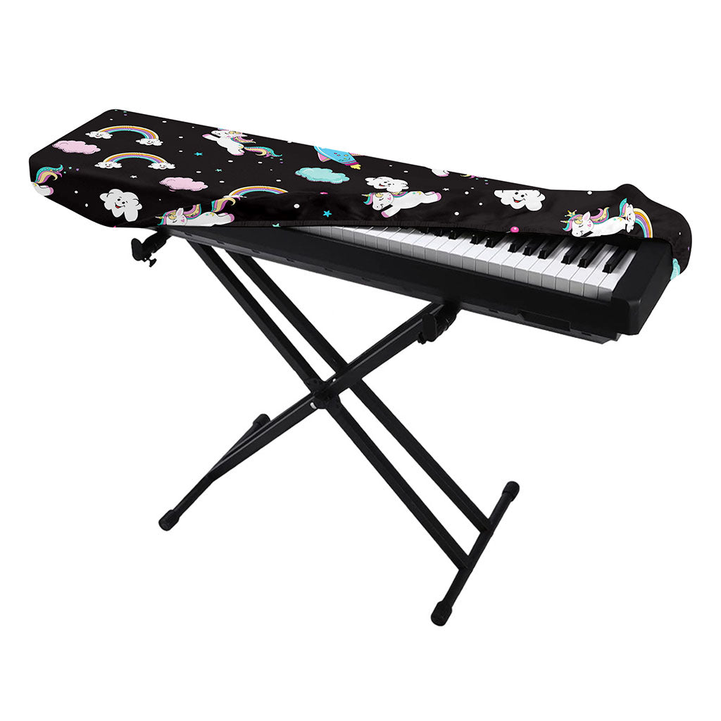 Star Space Unicorn Pattern Print Piano Keyboard Cover