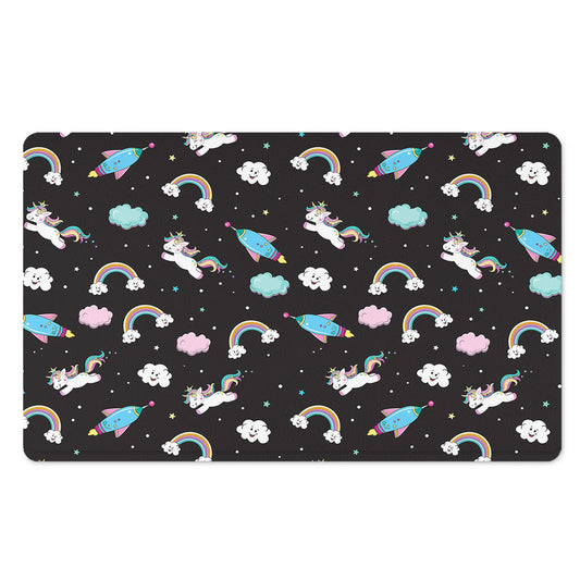 Star Space Unicorn Pattern Print Polyester Doormat