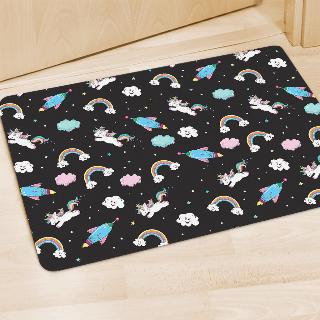 Star Space Unicorn Pattern Print Polyester Doormat