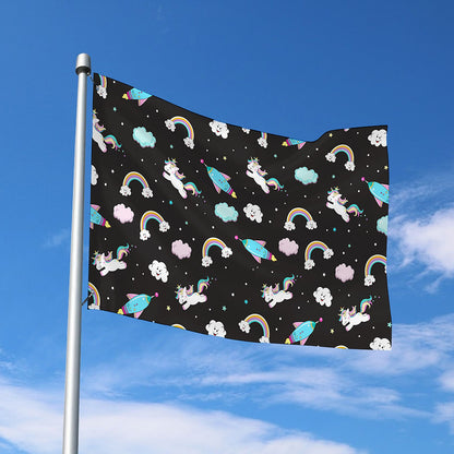 Star Space Unicorn Pattern Print Polyester Flag