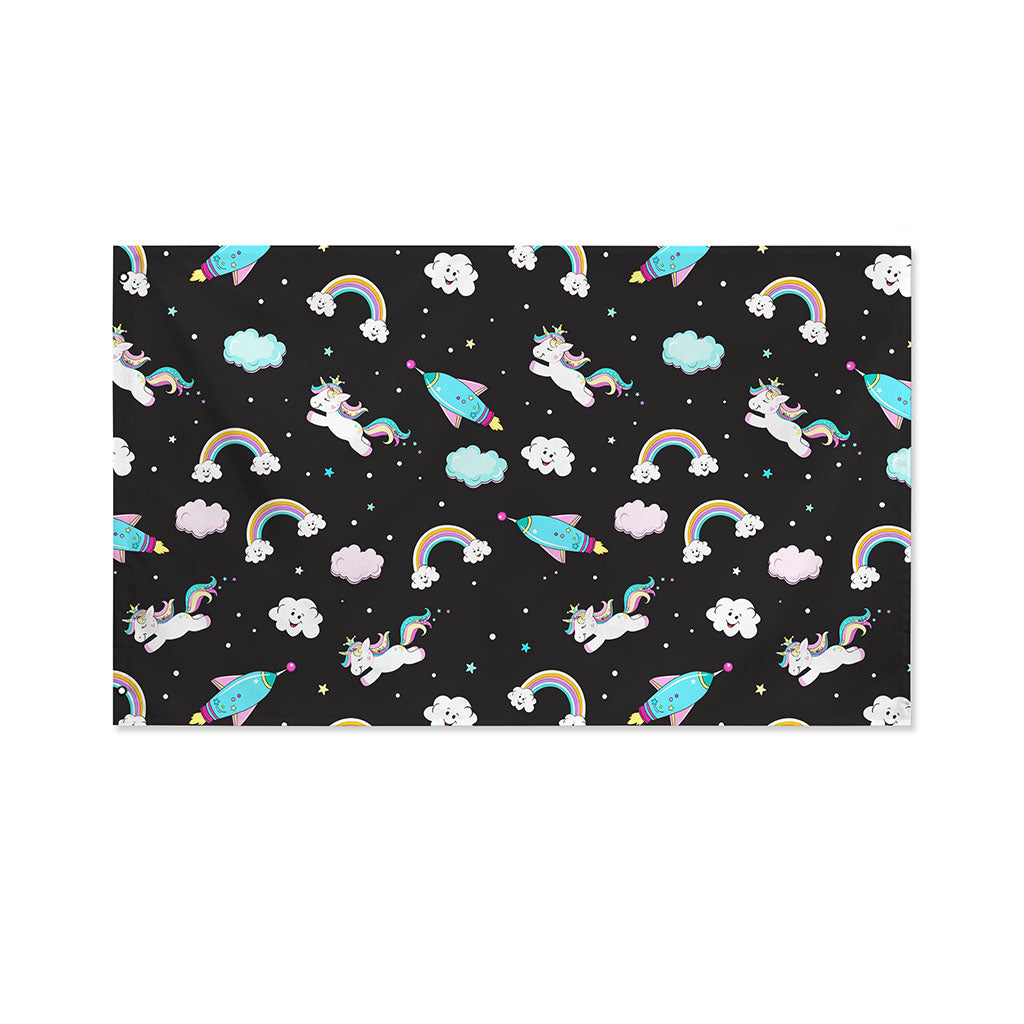 Star Space Unicorn Pattern Print Polyester Flag