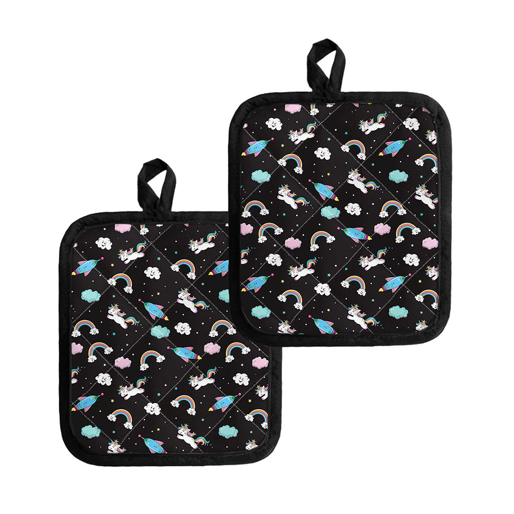 Star Space Unicorn Pattern Print Pot Holders