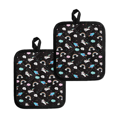 Star Space Unicorn Pattern Print Pot Holders