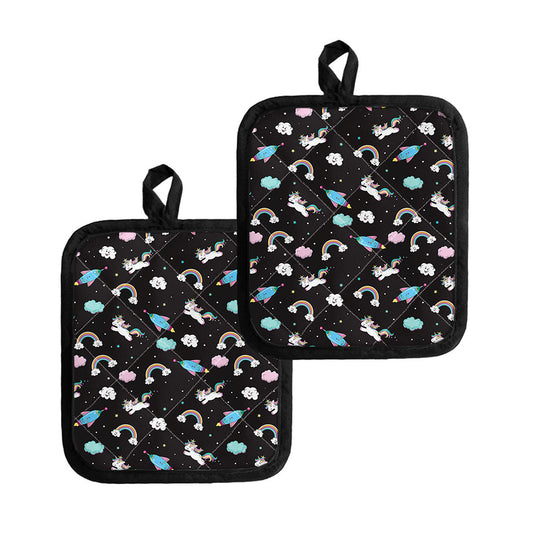 Star Space Unicorn Pattern Print Pot Holders