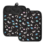 Star Space Unicorn Pattern Print Pot Holders With Pocket