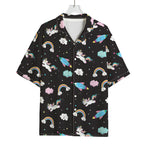 Star Space Unicorn Pattern Print Rayon Hawaiian Shirt