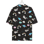 Star Space Unicorn Pattern Print Rayon Hawaiian Shirt