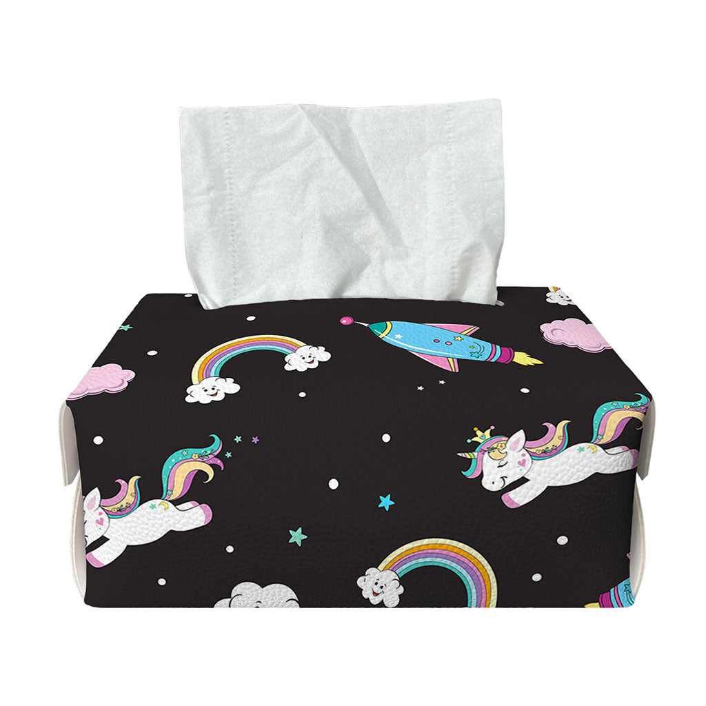 Star Space Unicorn Pattern Print Rectangle Tissue Box Cover