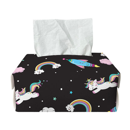 Star Space Unicorn Pattern Print Rectangle Tissue Box Cover