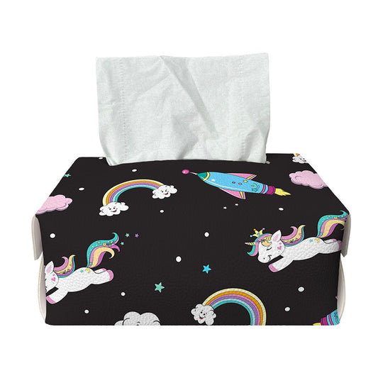 Star Space Unicorn Pattern Print Rectangle Tissue Box Cover