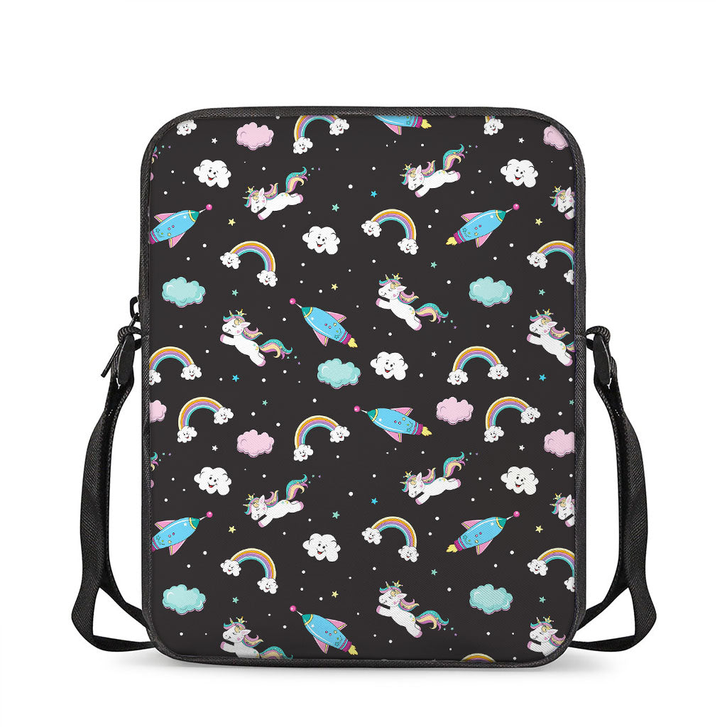 Star Space Unicorn Pattern Print Rectangular Crossbody Bag
