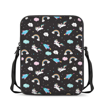 Star Space Unicorn Pattern Print Rectangular Crossbody Bag