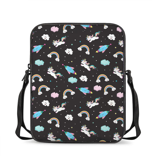 Star Space Unicorn Pattern Print Rectangular Crossbody Bag