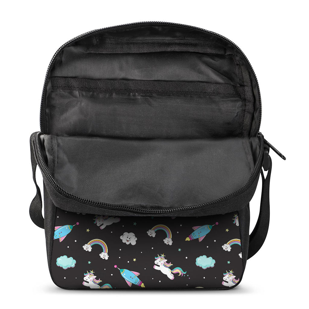 Star Space Unicorn Pattern Print Rectangular Crossbody Bag