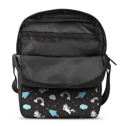 Star Space Unicorn Pattern Print Rectangular Crossbody Bag
