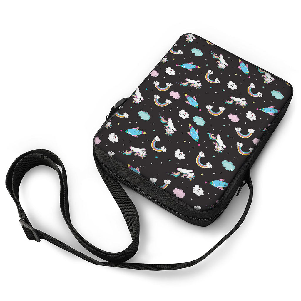 Star Space Unicorn Pattern Print Rectangular Crossbody Bag