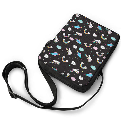Star Space Unicorn Pattern Print Rectangular Crossbody Bag