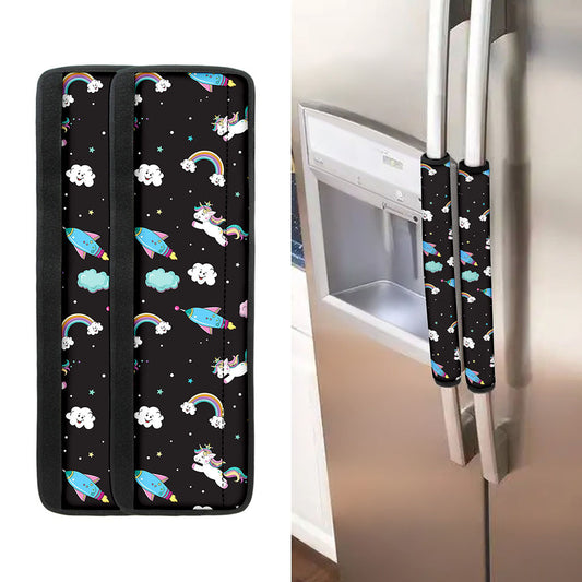 Star Space Unicorn Pattern Print Refrigerator Handle Covers