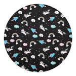 Star Space Unicorn Pattern Print Round Blanket