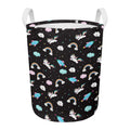 Star Space Unicorn Pattern Print Round Laundry Basket