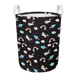 Star Space Unicorn Pattern Print Round Laundry Basket