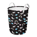 Star Space Unicorn Pattern Print Round Laundry Basket