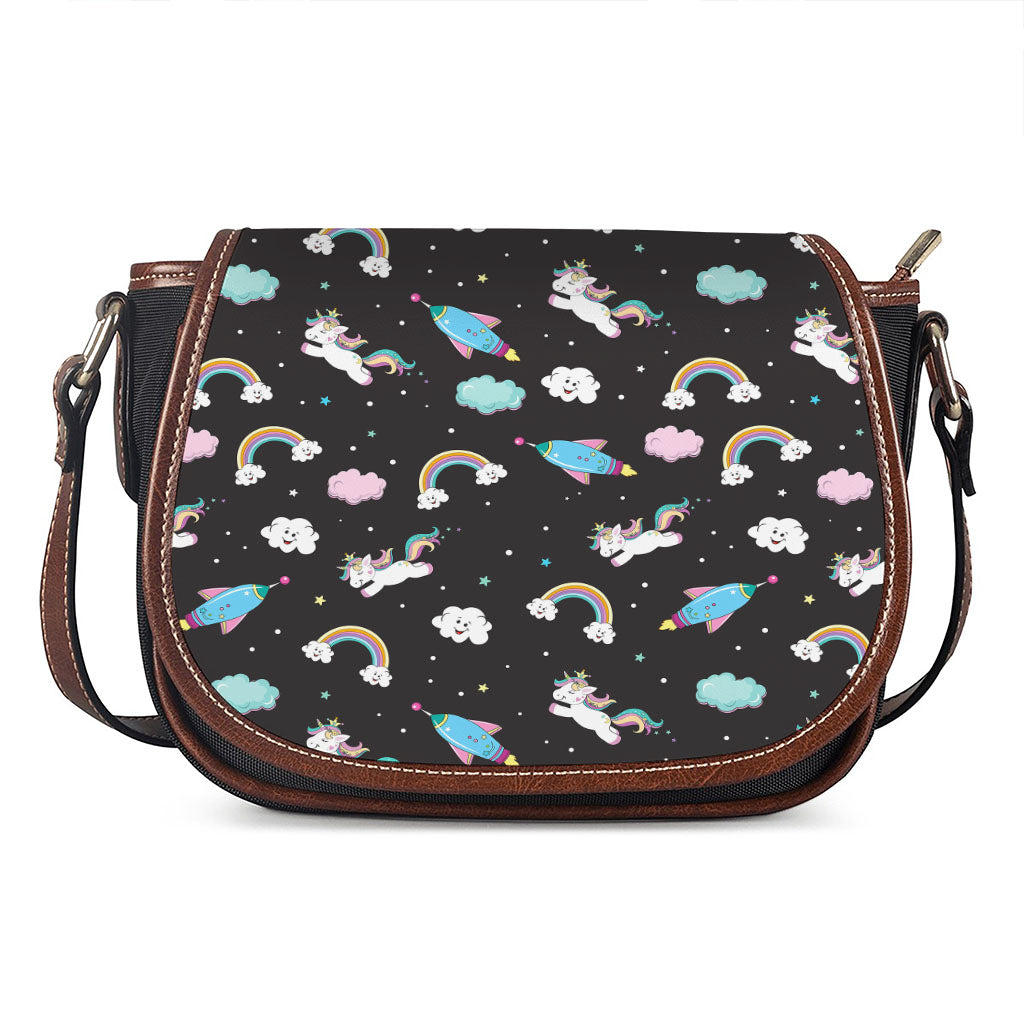 Star Space Unicorn Pattern Print Saddle Bag