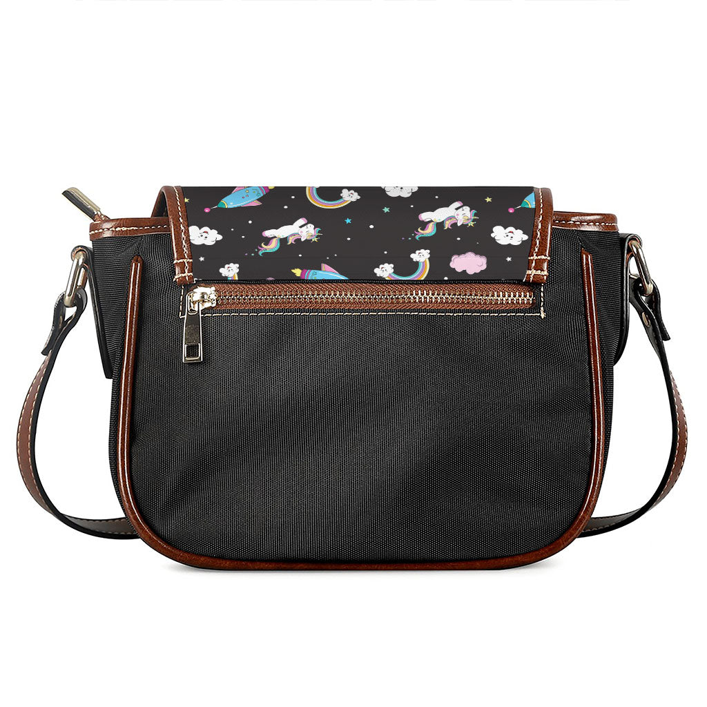 Star Space Unicorn Pattern Print Saddle Bag