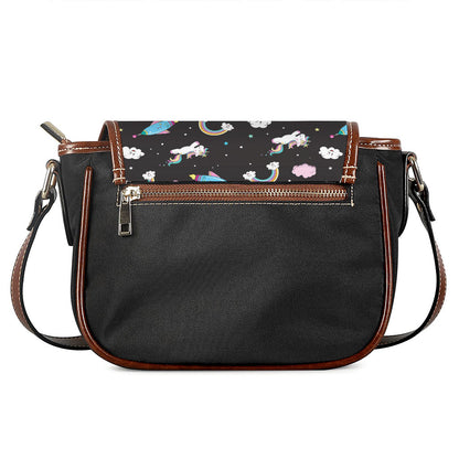 Star Space Unicorn Pattern Print Saddle Bag