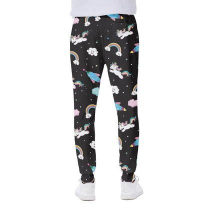Star Space Unicorn Pattern Print Scuba Joggers
