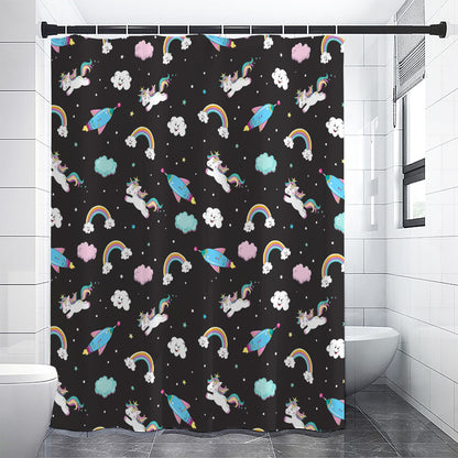 Star Space Unicorn Pattern Print Shower Curtain