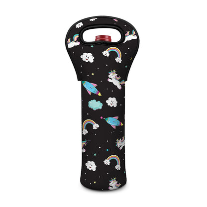 Star Space Unicorn Pattern Print Single Neoprene Wine Tote