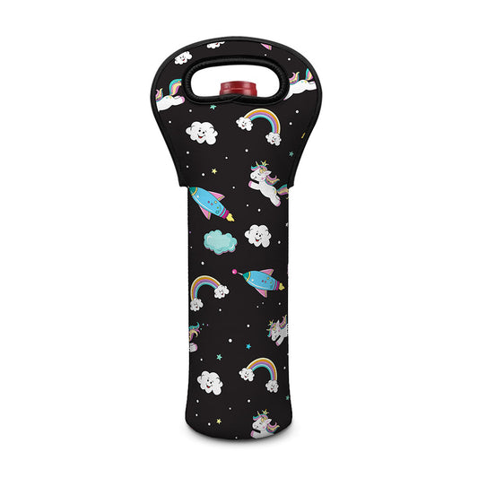 Star Space Unicorn Pattern Print Single Neoprene Wine Tote