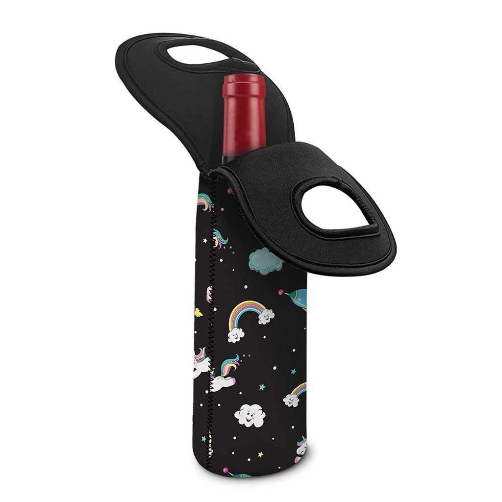 Star Space Unicorn Pattern Print Single Neoprene Wine Tote